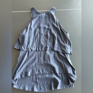 Free People Blue Asymmetrical Tiered Tank Top